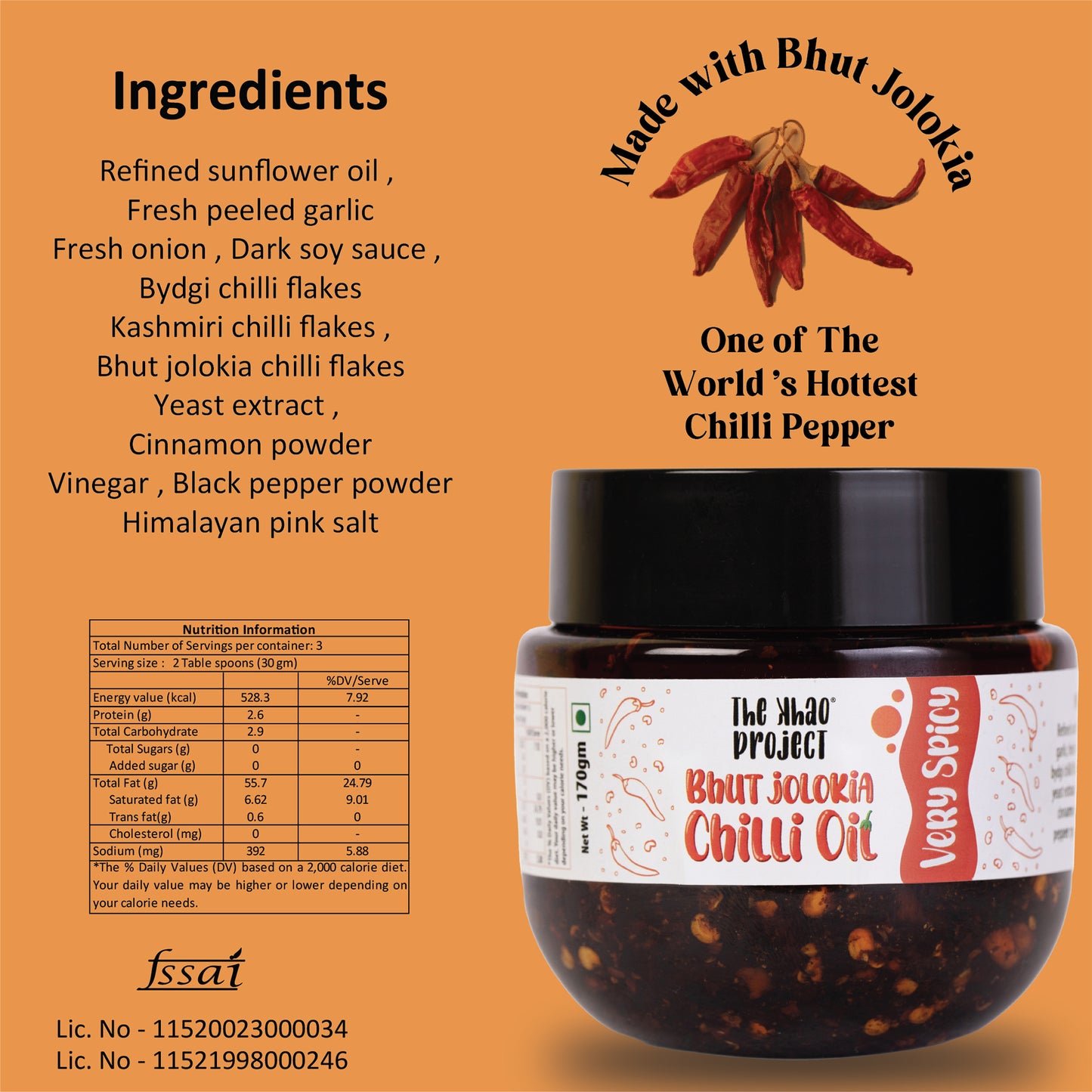The Khao Project Bhut Jolokia Crunchy Chilli Oil- Very Spicy